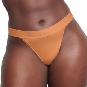 NWT SKIMS Cotton Rib Mid Rise Thong In Camel Nude Thong Panty